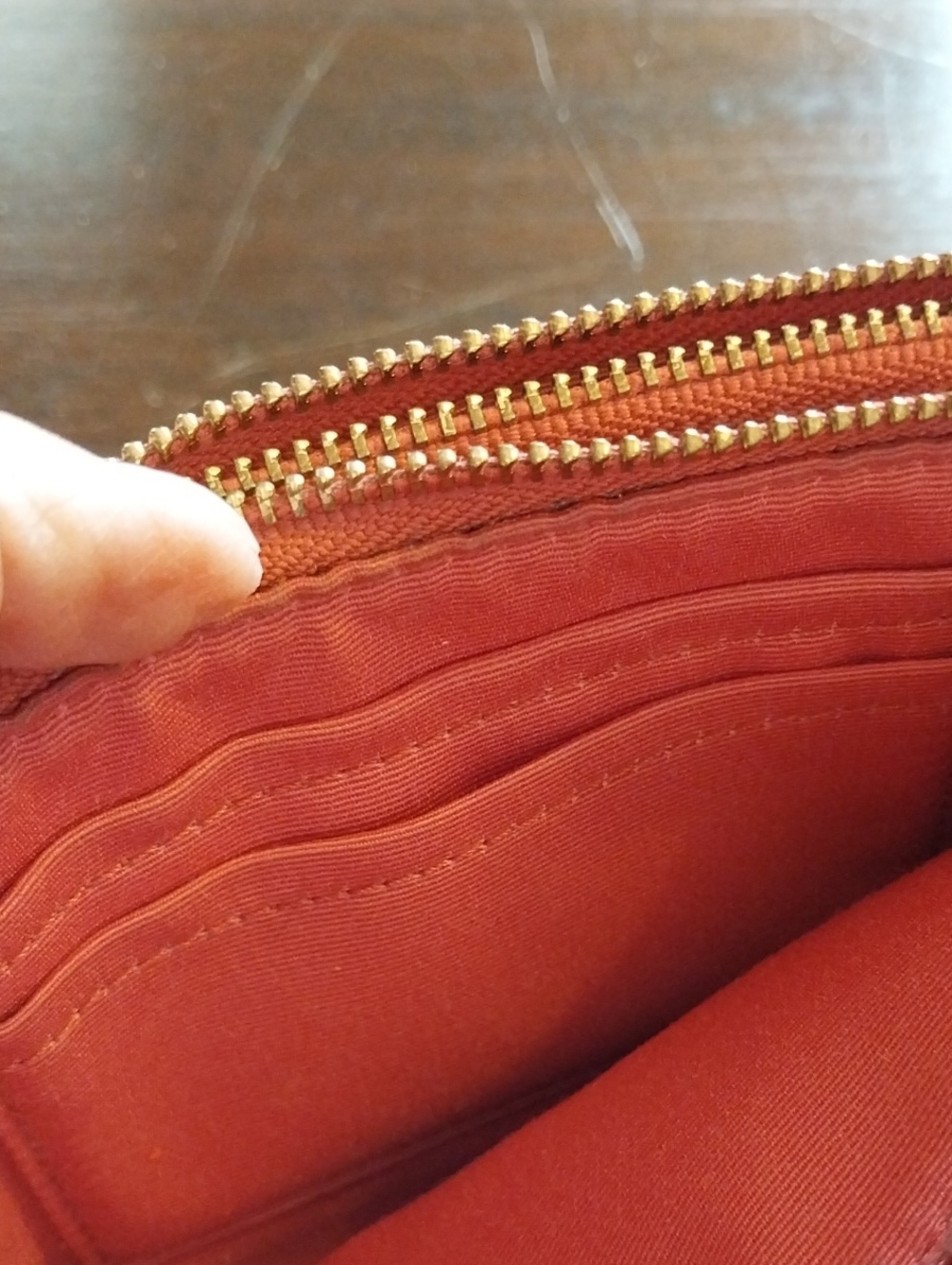 Coach Pebbled Leather Wristlet Wallet - Pinkish Red, Gently Loved - Picture 5 of 9